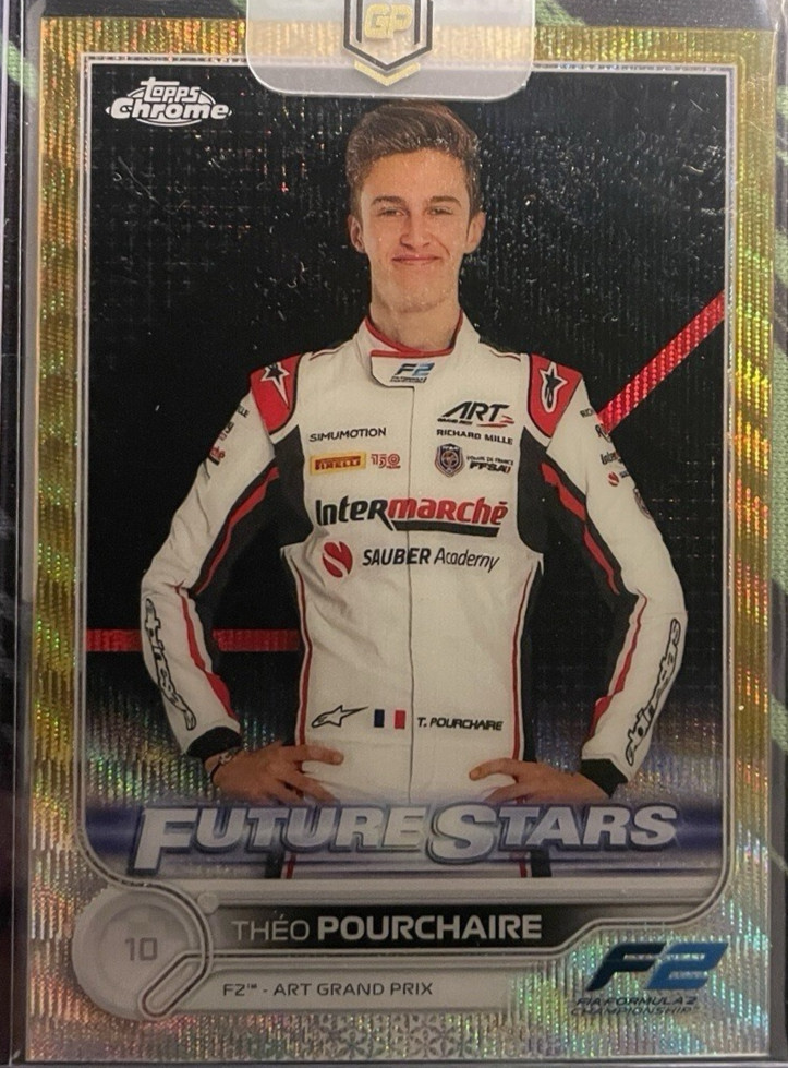 2022 Topps Chrome Formula 1 F1 #86 Theo Pourchaire Gold Wave Refractor 34/50