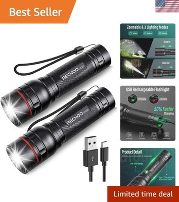 Rechargeable Flashlights High Lumens, 2 Pack G1000 Super Bright Flash Light, ...