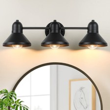 Bathroom Light Fixtures, 3-light Vanity Light Over Mirror, Matte Black Metal ...