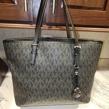 Michael Kors Authentic Signature Large Tote Handbag Leather Shoulder Bag- Black