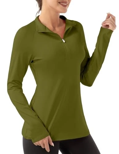 Fkeep Women's Long Sleeve Polo Shirt UPF 50 Sun Protection Mustard Yellow S