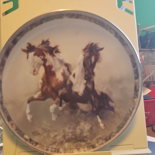 Bradford Exchange Galloping Glory Thundering Hooves Proud Paints Porcelain Plat…
