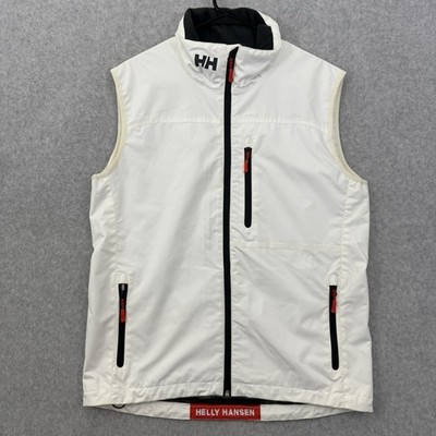 Helly Hansen Vest Mens Large White Crew 2.0 Water Windproof Full Zip Pockets