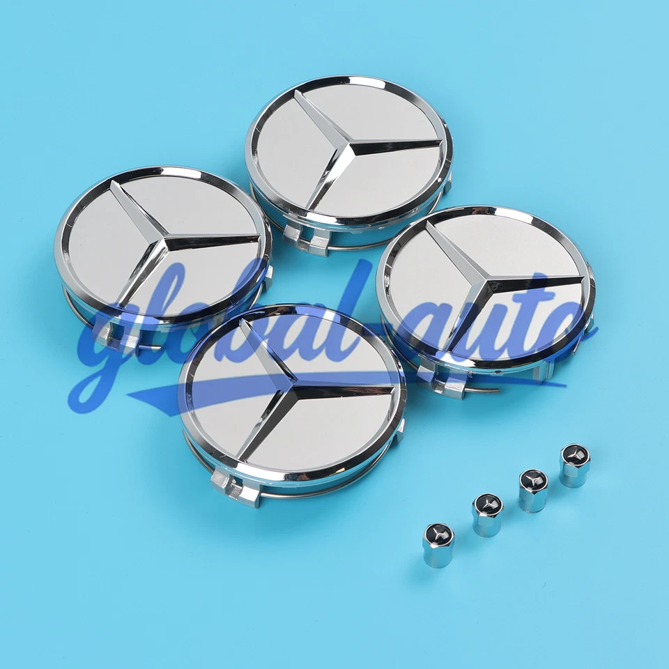 Set of 8 75mm Wheel Center Caps Hubcaps Emblem Full Silver for B-en z AMG Foto 4 de 4