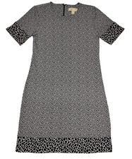 Michael Michael Kors Women's Black & White Animal-Print Shift Dress Size S