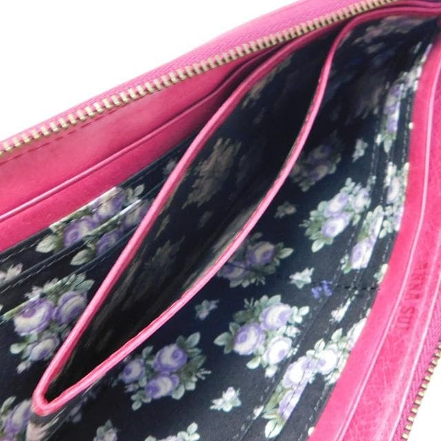 Anna Sui Pink Leather Butterfly Pattern Long Wallet Card & Coin