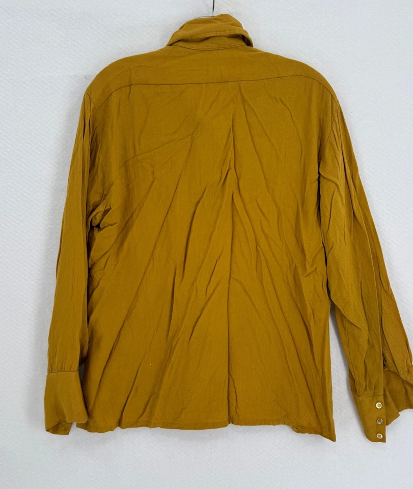 Camisa ocidental masculina La Strada vintage gola amarela manga longa tamanho G 16/16,5 - Imagem 3 de 4