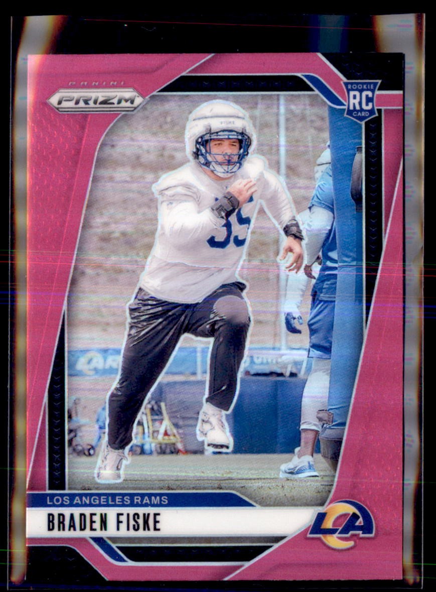 2024 Panini Prizm Football Pink Prizm Braden Fiske Los Angeles Rams 310 Rookie