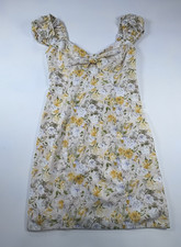 Astr The Label Yellow & Green Floral Cap sleeve with front tie Dress