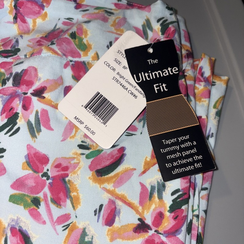Zac & Rachel Pink Floral Pull On Ultimate Fit Stretch Pants Size 8 Petite