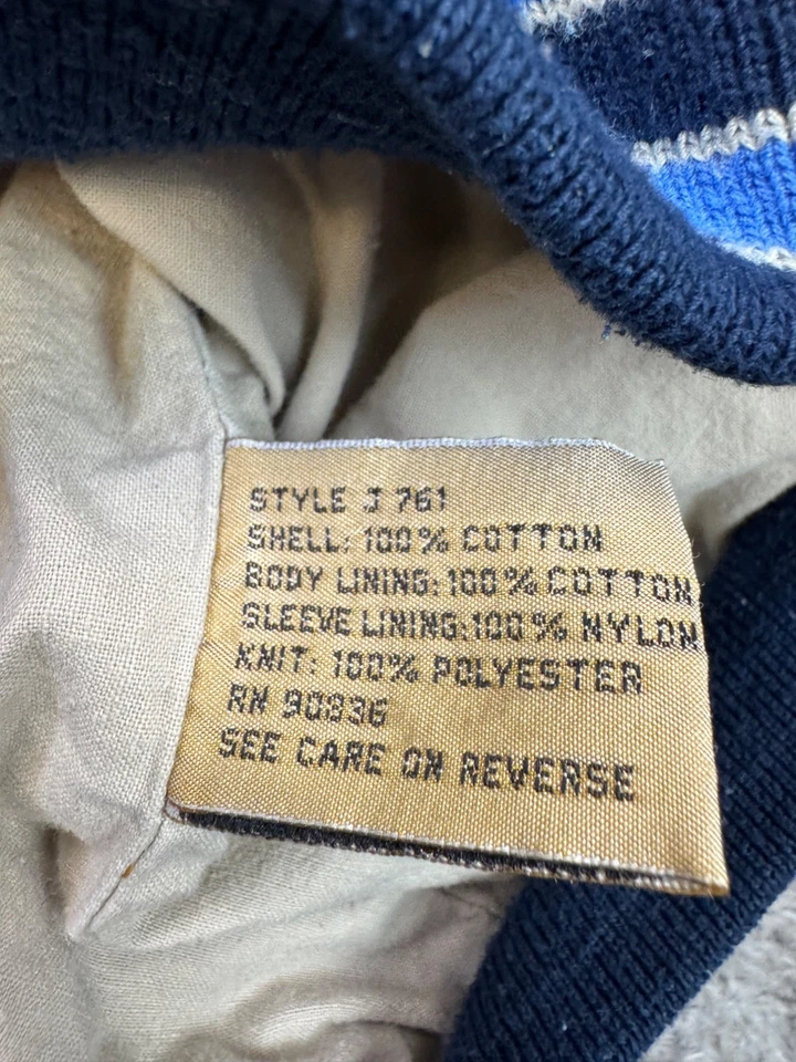 Chaqueta de Camionero Autoridad Portuaria de Colección Hombres XL Colorblock Varsity Letterman Abrigo Denim Foto 4 de 4