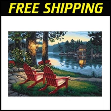 Acrylic Paint Set: Paint By Numbers - Capture Adirondack Evening Landscape Art