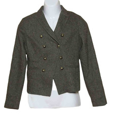 Banana Republic Tweed Jacket Wool Blend Green Brown Women's Size 6