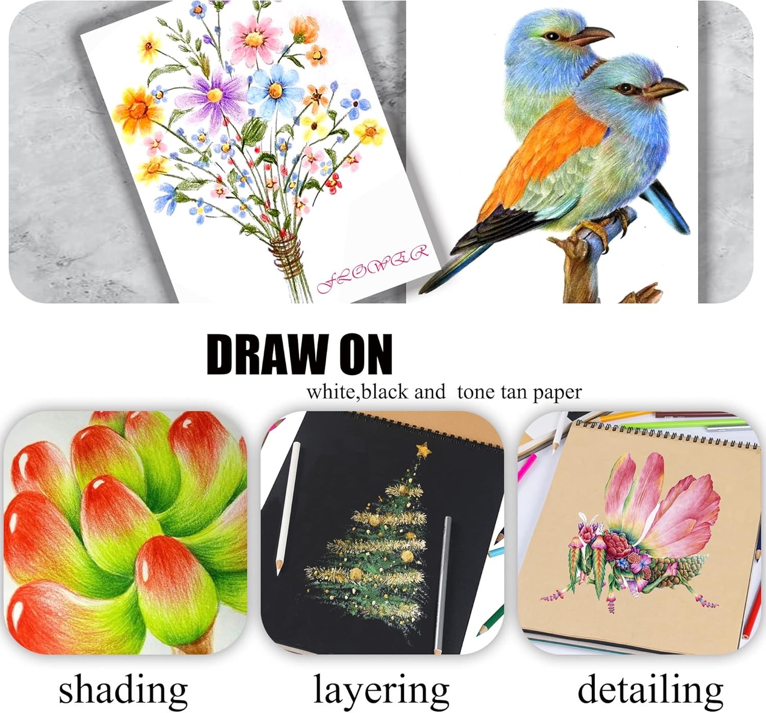 72 Count Colored Pencils for Adult Coloring Books, Soft Core,Ideal for Drawing B