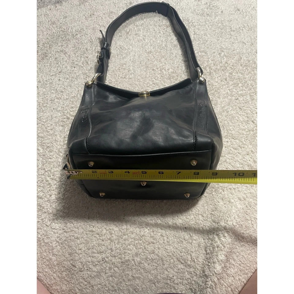 De Colección Marino Orlandi Bucket Bolso Hombro Bandolera Cuero Italiano Negro Foto 4 de 4