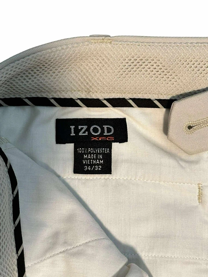 Брюки для гольфа мужские IZOD XFG 34x32 бежевые легкие сужающиеся повседневные - Изображение 3 из 4
