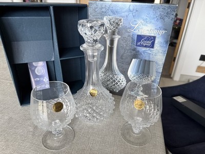 Cristal D'Arques Longchamp 3 Stück Karaffe & Brandy Glas Set Brandneu 