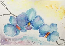 original watercolor painting Orchid Art Orchid Flower painting floral artwork