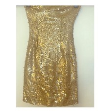 Gold Sequin Strapless Dress