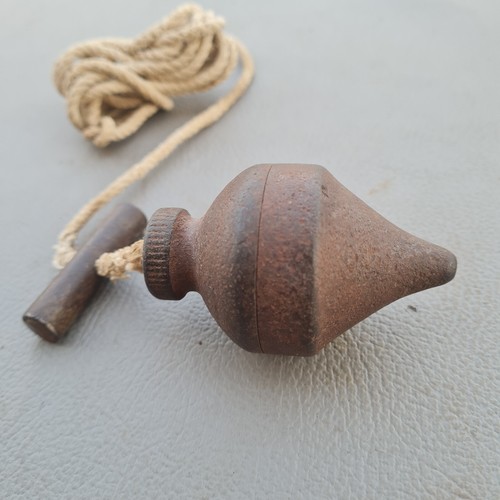 Original Groß Antik Vintage Eisen Plumb Bob Nivellieren Messmessgerät Zimmermann - Bild 5 von 9