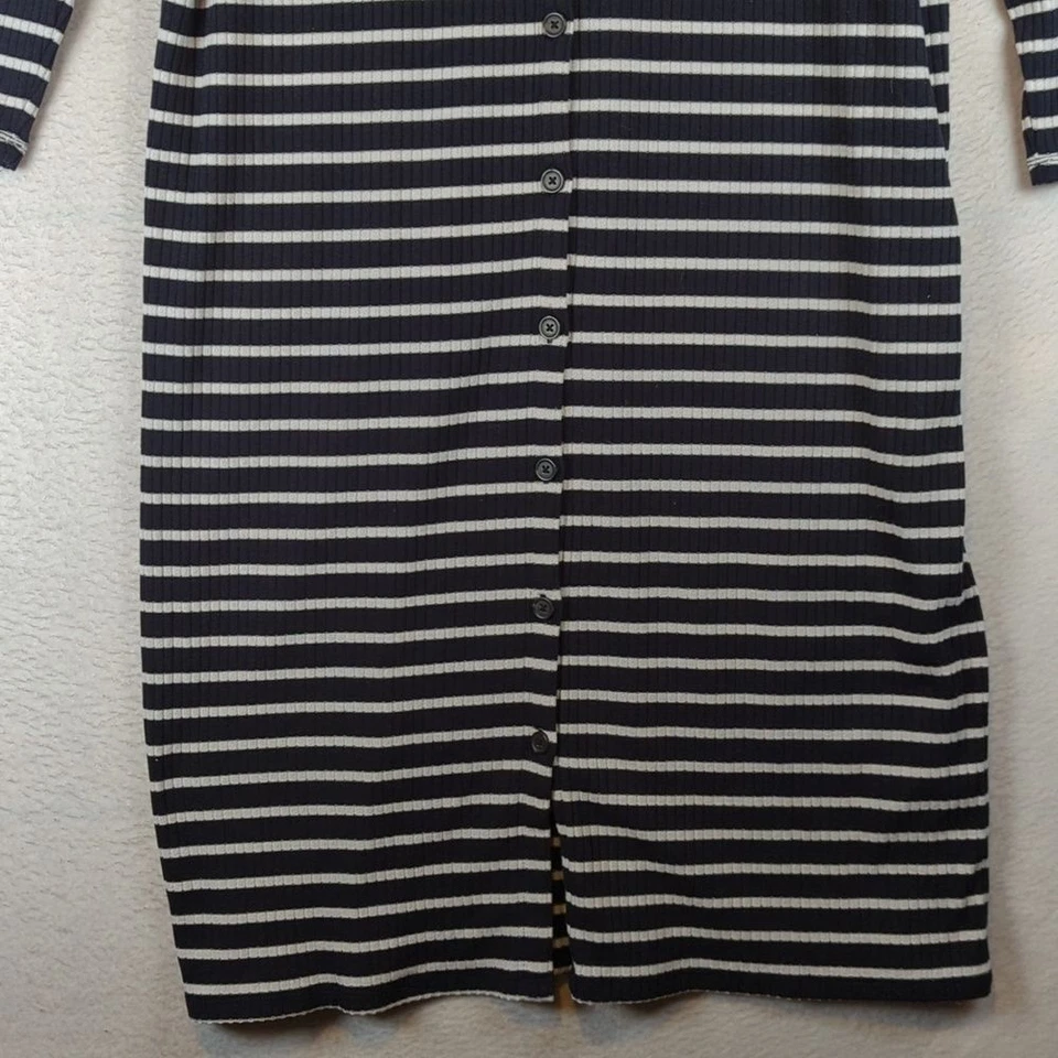 Old Navy Womens Striped V Neck Button Long Sleeve Midi Dress Size XL - Image 3 of 4