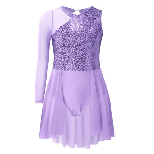 Kinder Mädchen Rock Mesh Tanzbekleidung Unregelmäßig Bodysuit Kleid Kostüm Jazz - Bild 32 von 74