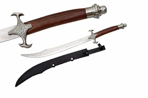 30" Brown Wood Handle Scimitar Sword Curved Shamshir Middle East Blade - Photo 1/1