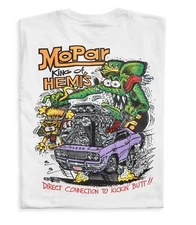 Men's Ed Big Daddy Roth Rat Fink Mopar King Hemi White Cotton T-Shirt M-3XL RF42