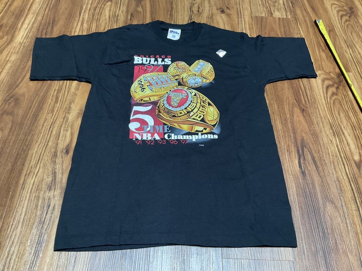 Pro Player Vtg 90s NBA Chicago Bulls Championship Ring Shirt NEW W