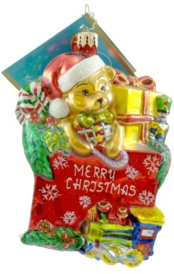 SOLS OUChristopher Radko TOYLAND TREASURES Blown Glass Ornament Teddy Bear Santa