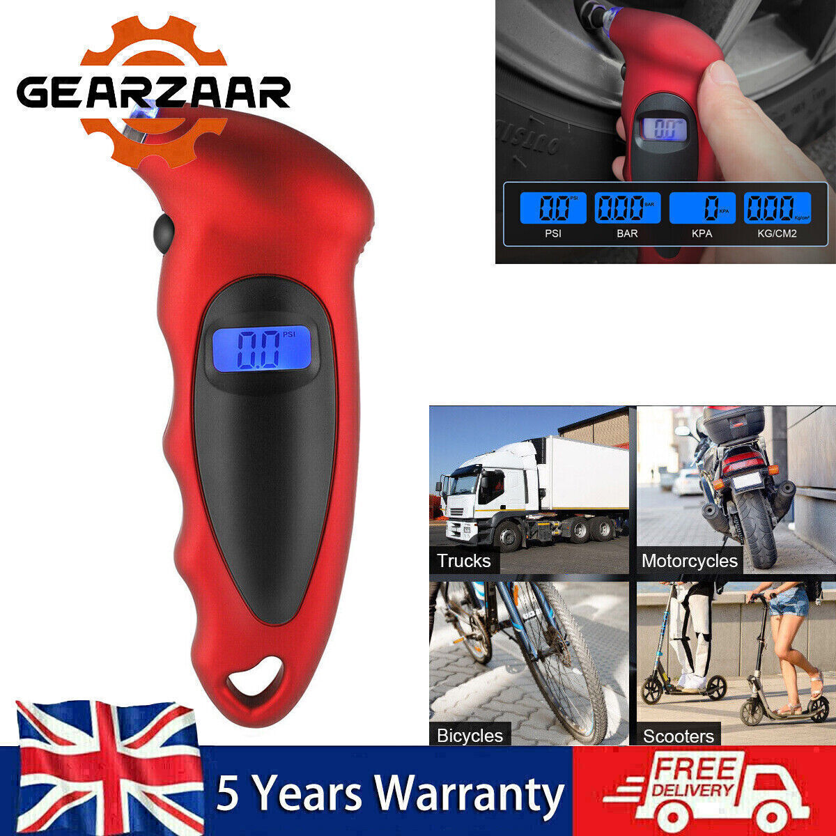 LCD Digital Tire Pressure Gauge – Car & Motorcycle Air Pressure Tester Tool
