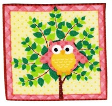 owl bird fabric applique iron on pink  not embroidered 2.5 inch new