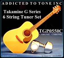 Takamine G Series TGP0550C 6 String Tuner Set / 3X3 / CHROME Metal Button / OEM