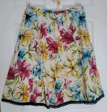 MDL New York Women's Floral Print Pleated A-Line Skirt Multicolor Size 6