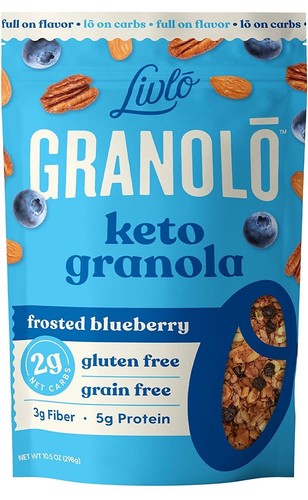 Keto Nut Granola Cereal - Low Carb & Gluten Free - Frosted Blueberry, 10.5 oz - Picture 3 of 10