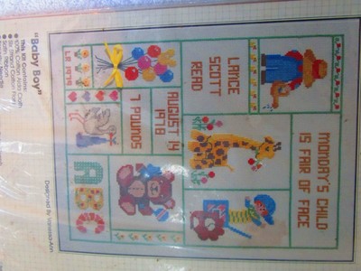 Bucilla 48919 Baby Boy Counted Cross Stitch Birth Announcement Sampler Kit Nip 46109489193 Ebay