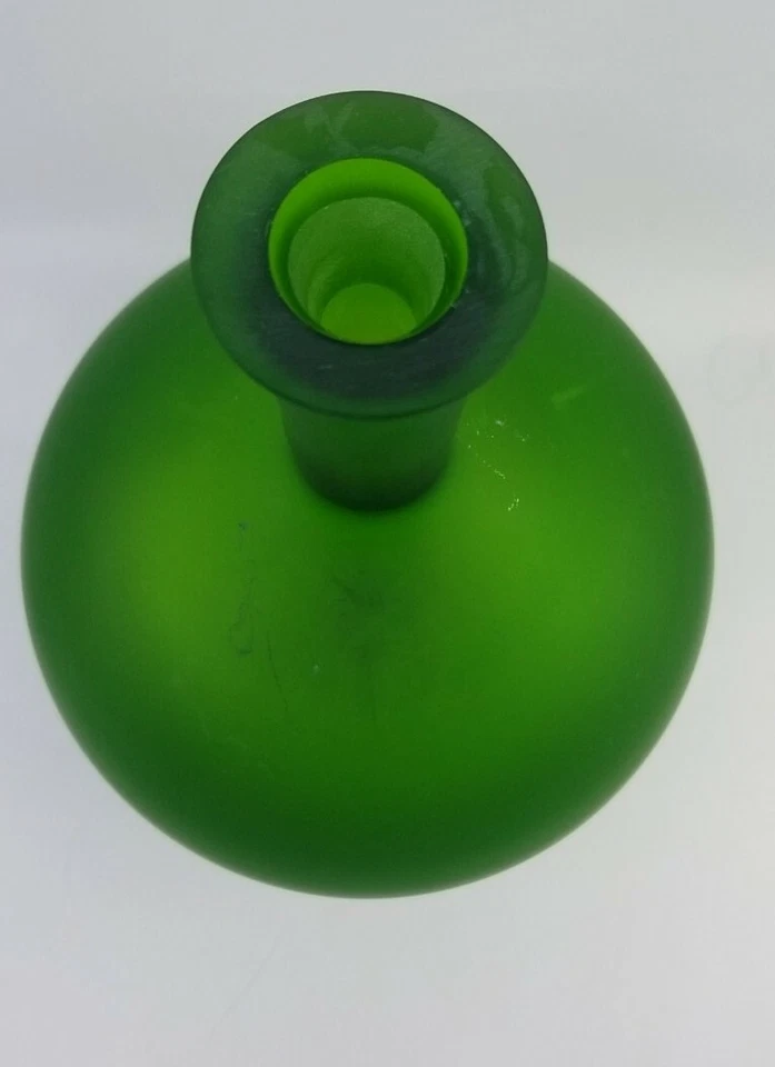 Zodax 14" Hand Blown Round Green Glass Decanter With Round Clear Stopper - Image 3 of 4