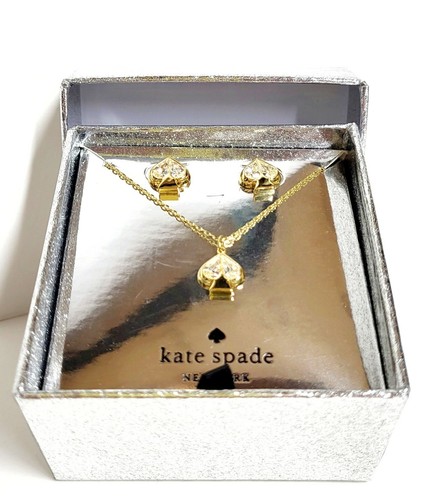 Pendant Necklace Set Crystal Clear Gold 