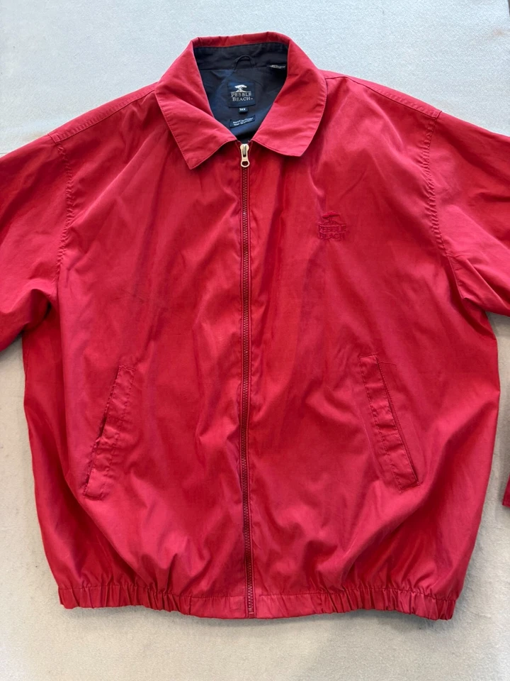 Pebble Beach Golf Jacket Men's XXL Classic Lightweight Zip Up Red Windbreaker - Image 3 of 4