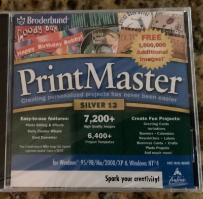 2002 NEW   Broderbund'' Print Master Silver 12 NEW and Sealed