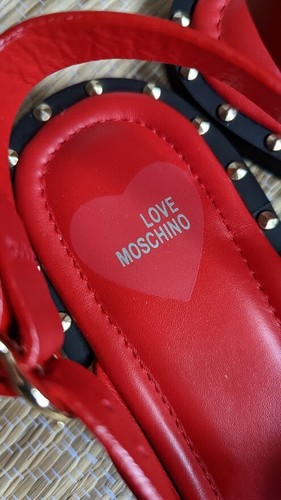 Love Moschino Sandalias Mujer Planas 37(4UK) - Tachonado, Cuero Superior e Interior - Imagen 8 de 16