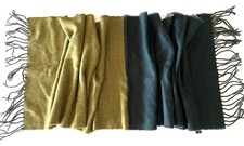 Oversized Four Block Color Warm Green Gray Winter Scarf