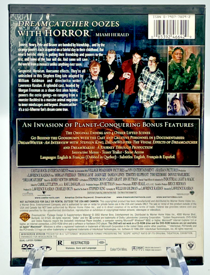 Dreamcatcher Widescreen Edition DVD Morgan Freeman Jason Lee | eBay