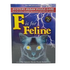 F is for Feline Mystery (2) 500 Piece Puzzles In One Box NEW FACTORY SEALED 