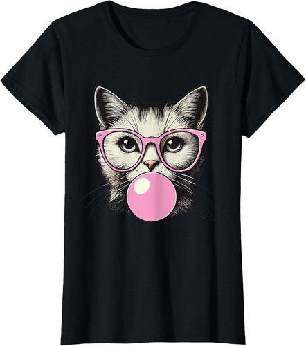 Bubble Gum for My Cute Cat Funny Cat Lover Design Ladies' Crewneck T-Shirt