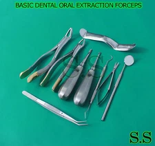 10 PCS BASIC DENTAL ORAL EXTRACTION FORCEPS ELEVATORS KIT