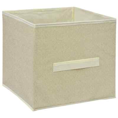 Essentials Tan Collapsible Storage Containers with Handles, 10.5'' x 10.5'' x 11''