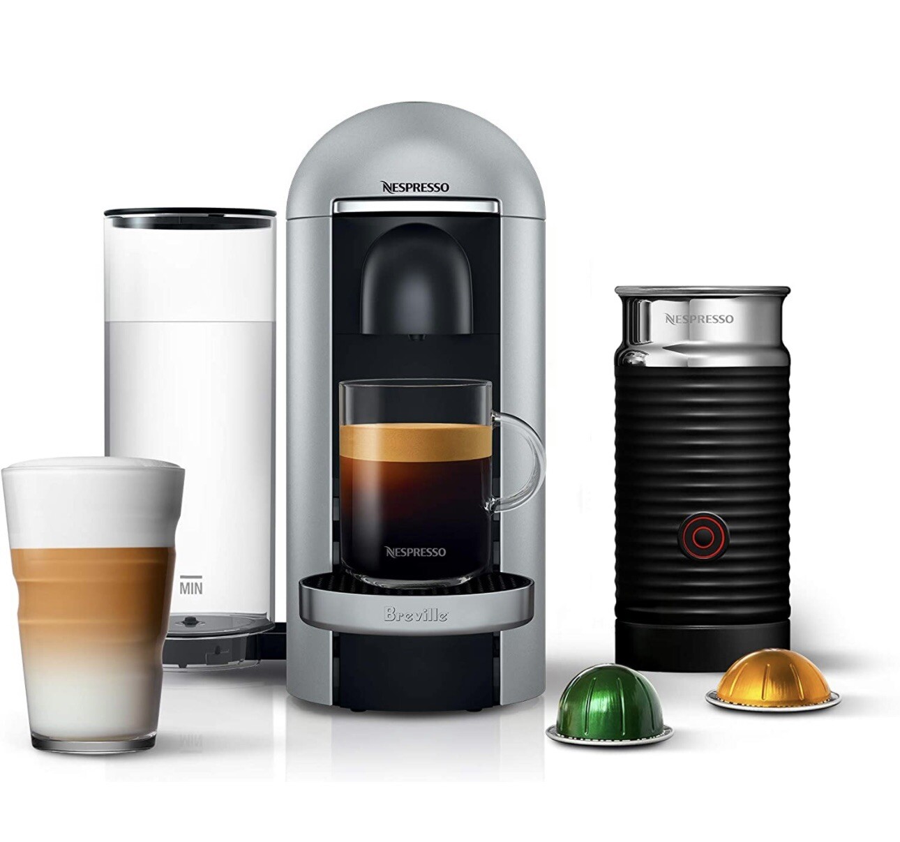Nespresso VertuoPlus Deluxe Coffee & Espresso Machine by Breville & Milk Frother