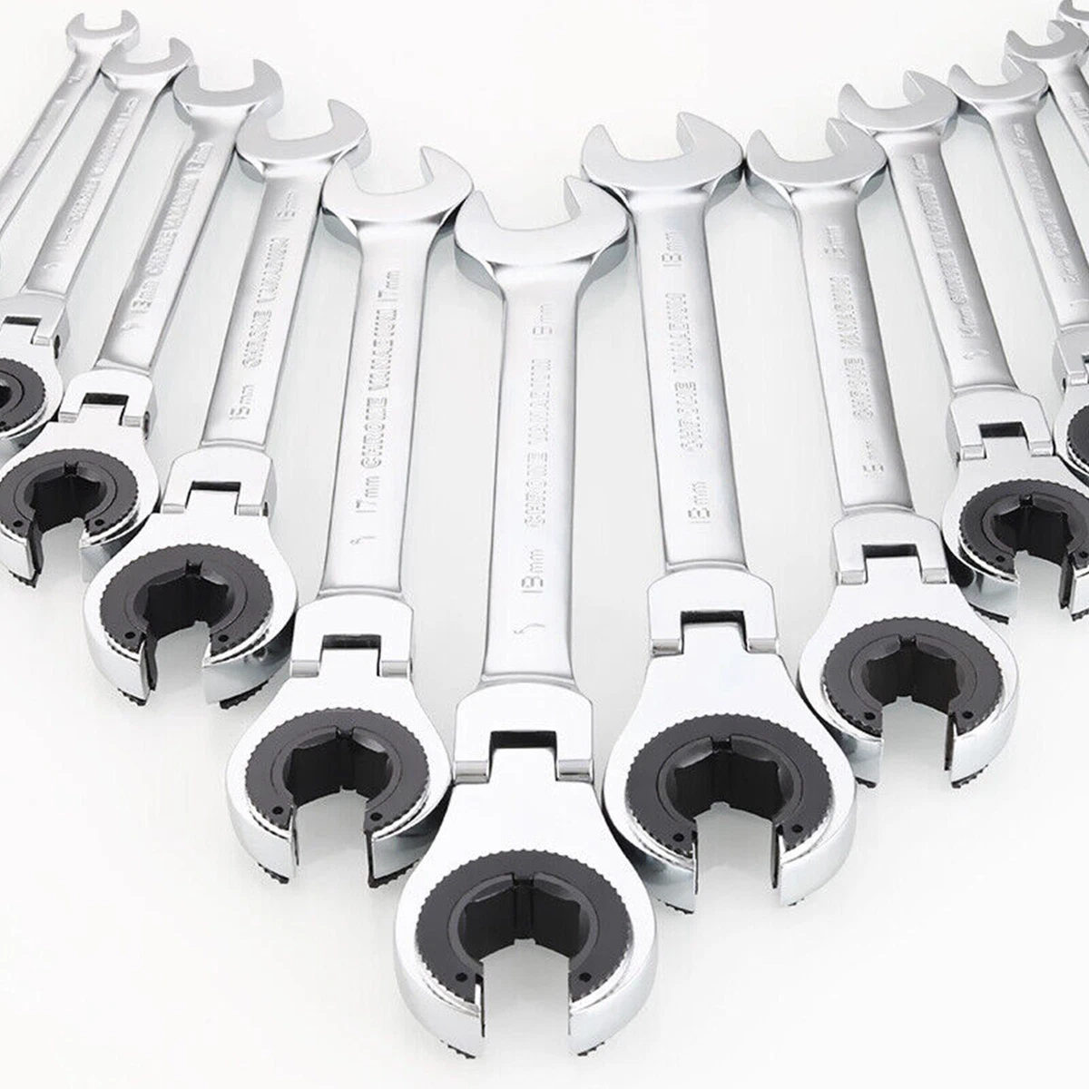 Adjustable RatchetFix Tubing Wrench Set Ratcheting Flex Head Car Repair Tools