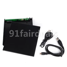 External 9.5mm Slim SATA to USB 2.0 Enclosure Case For CD DVD ROM Burner Writer